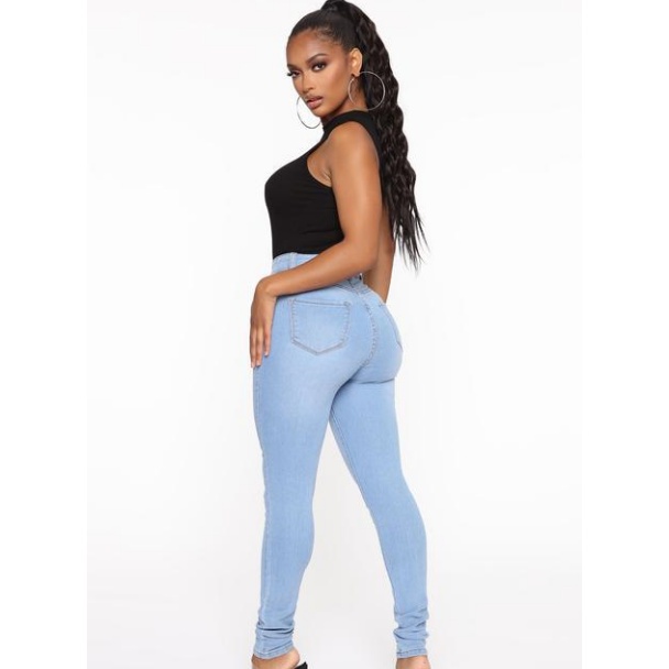 Womens Stretch Denim High-Waisted Skinny Jeans